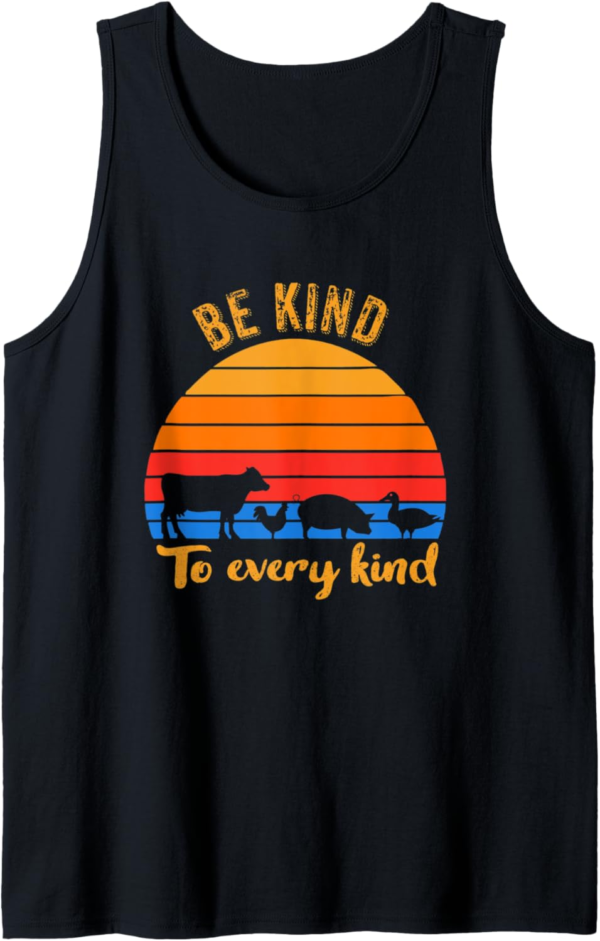 Be Kind To Every Kind, Vegan Vegetarian Retro Tank Top - Image 2